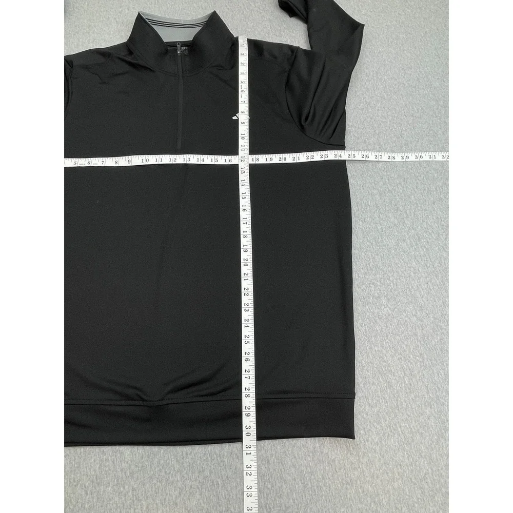 Adidas Sweatshirt Men XL Black Performance Stretch 1/4 Zip Mock Neck Long Sleeve